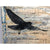 Budapest by Sarita Keeler mixed media artwork of a raven flying against a music sheet background
