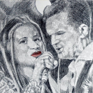 CASH and Carter at the Half Moon Putney Original Drawing by Stella Tooth Detail