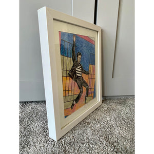 Jailhouse Rock oil on canvas painting of singer Elvis Presley by Stella Tooth side