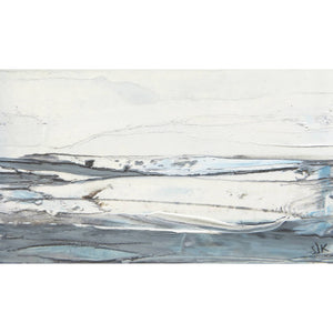Landscape in Icelandic White is an original oil painting by artist Sarah Knight in soft green, blue, grey and turquoise. Available framed or unframed.