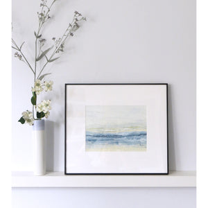 Landscape in Pale Powder by Sarah Knight original semi-abstract mini oil artwork palette knife painting in shades of grey blue and white