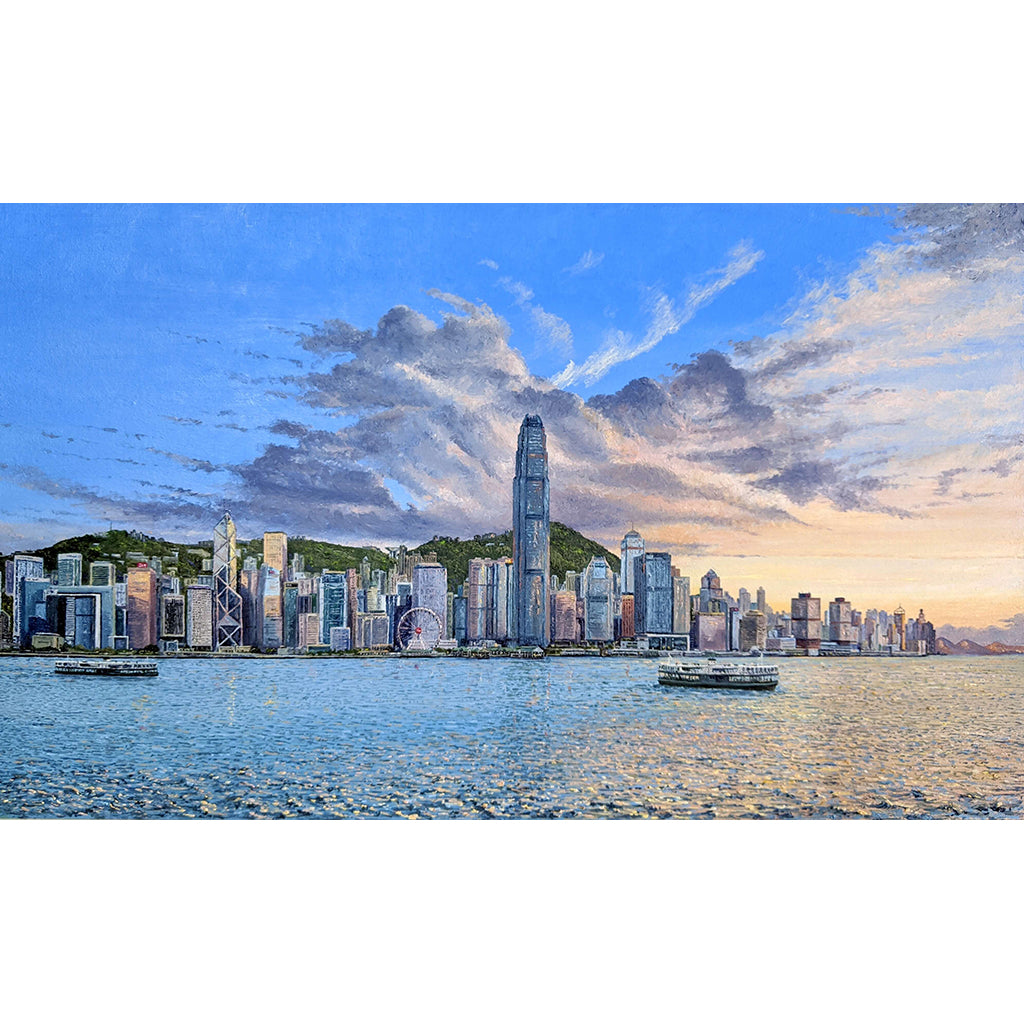 Hong Kong, Sunset by Mark Lodge Original Oil on Canvas Painting