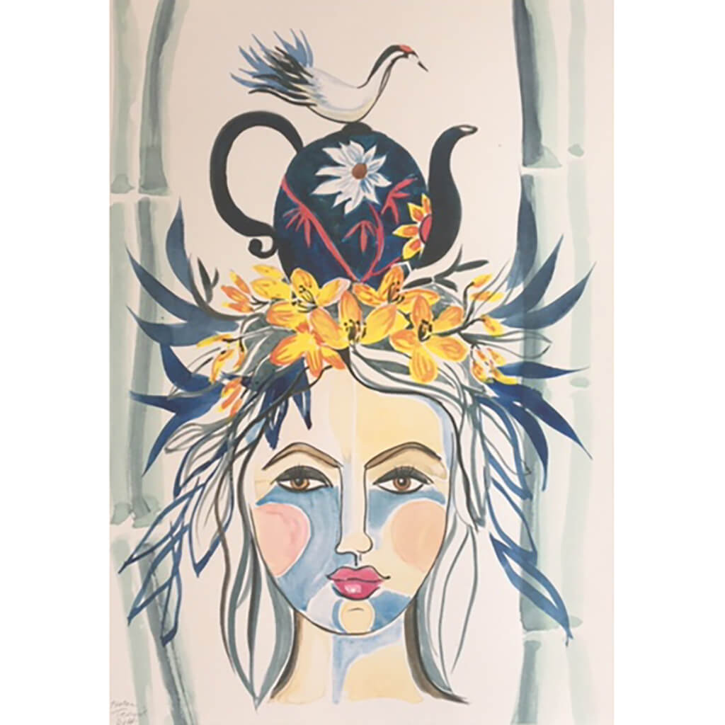 Obsessed with Tea by Helen Trevisiol Duff Watercolour Painting