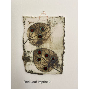 Red Katsura Leaf Imprints By Ruty Benjamini London Ceramic artist