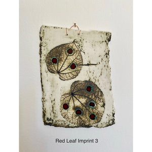 Red Katsura Leaf Imprints By Ruty Benjamini London Ceramic artist