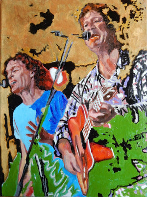 The Fabulous Electric Zimmermen band performing at the Half Moon Putney oil on canvas painting by artist Stella Tooth display