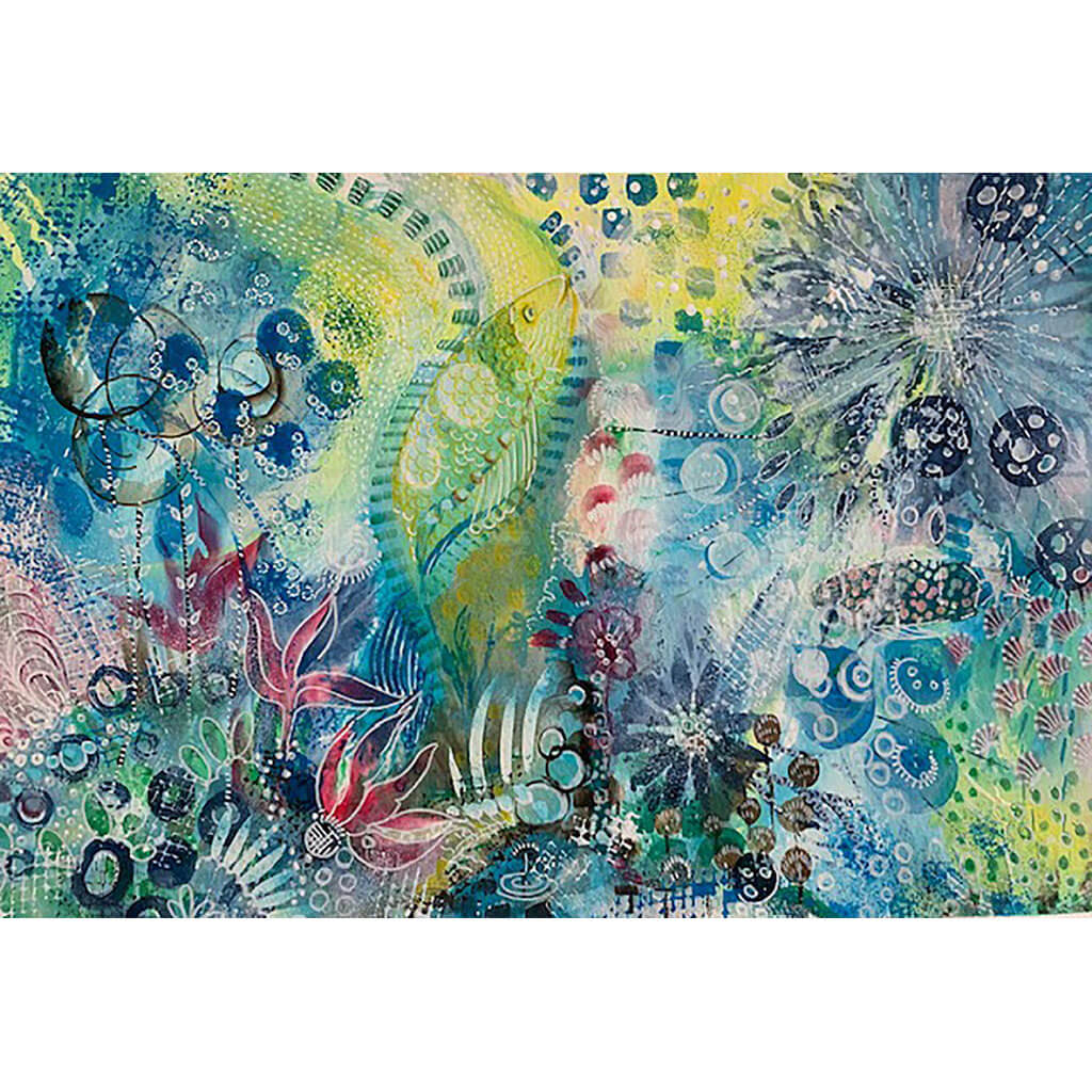 Enchanted Sea original mixed media artwork by Ashima Kumar created using ink watercolour paint pencil and pen on paper