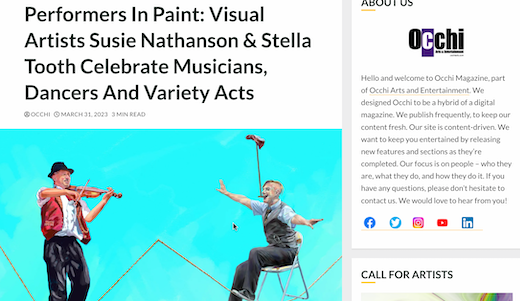 Occhi Magazine preview of Performers in paint Stella Tooth and Susie Nathanson's joint June Putney exhibition  