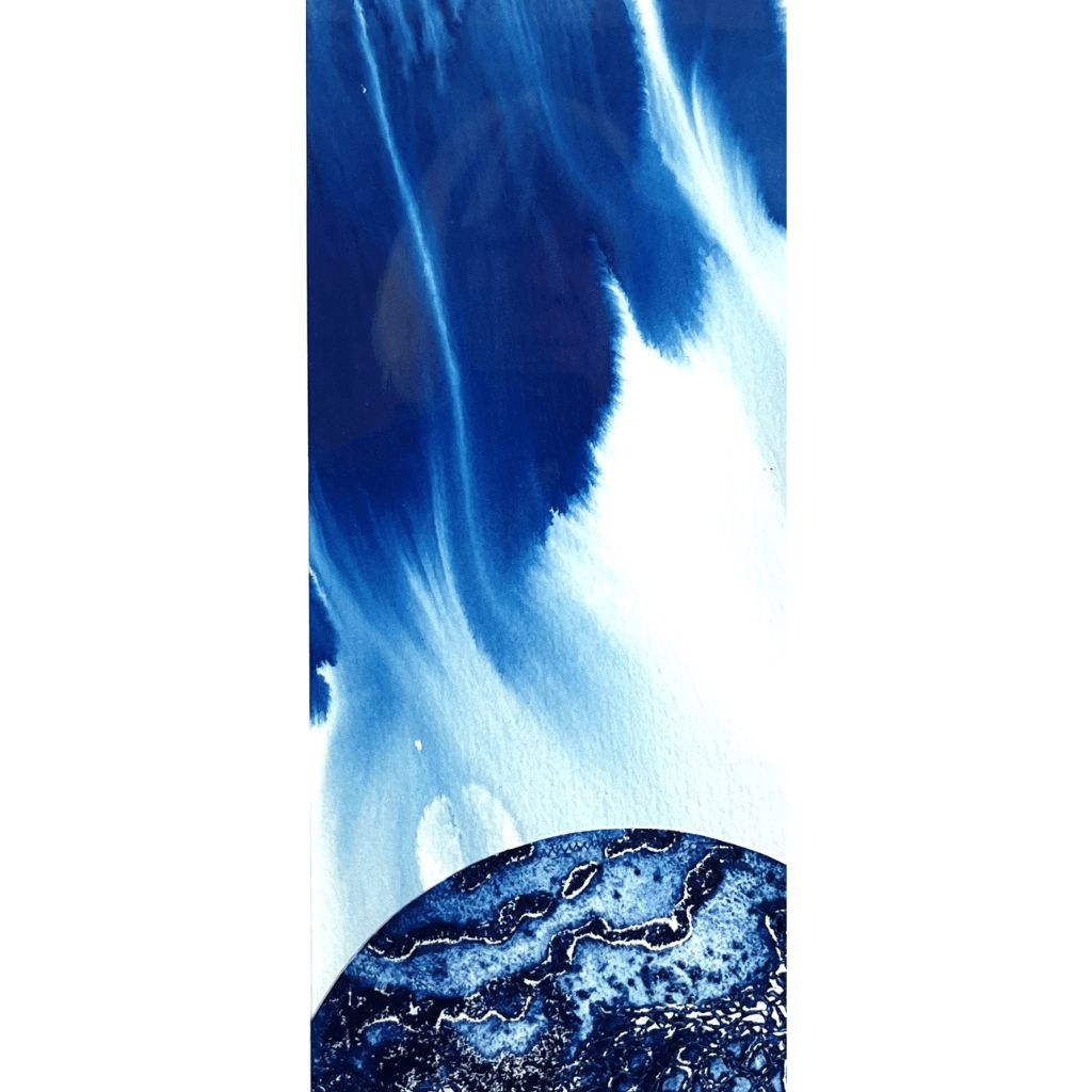 GAIA IV mixed media original artwork using collagraph print with acrylic inks by London based artist Linda Jenkins
