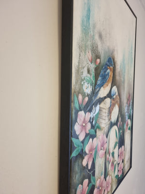 Chismes de Jardin II an original mixed media painting by Smita Sonthalia