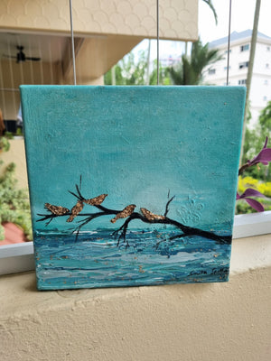 Chit Chat III Bird Painting by Smita Sonthalia