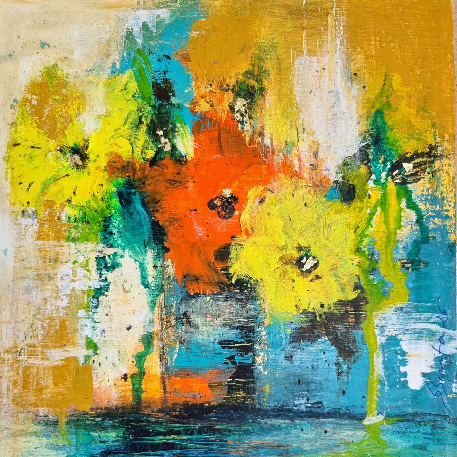 Abstract Floral Still Life Painting by Smita Sonthalia