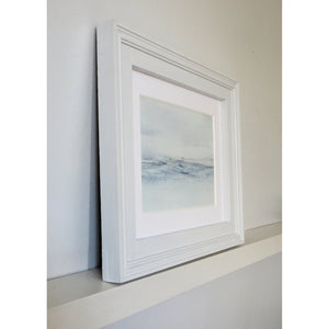 Soft pale blue seascape oil painting by Sarah Knight Art