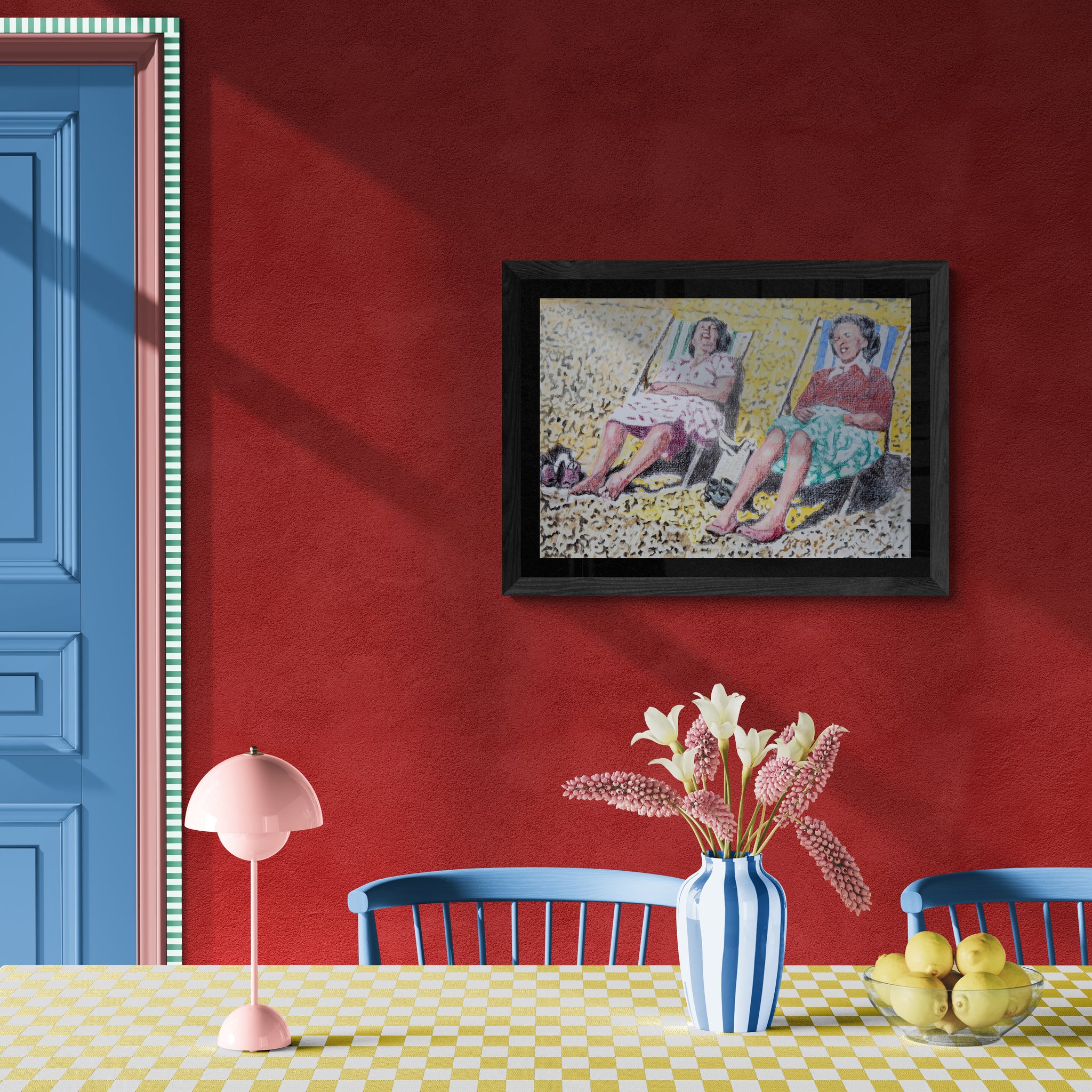 Brighton Beach mixed media artwork by Stella Tooth room view