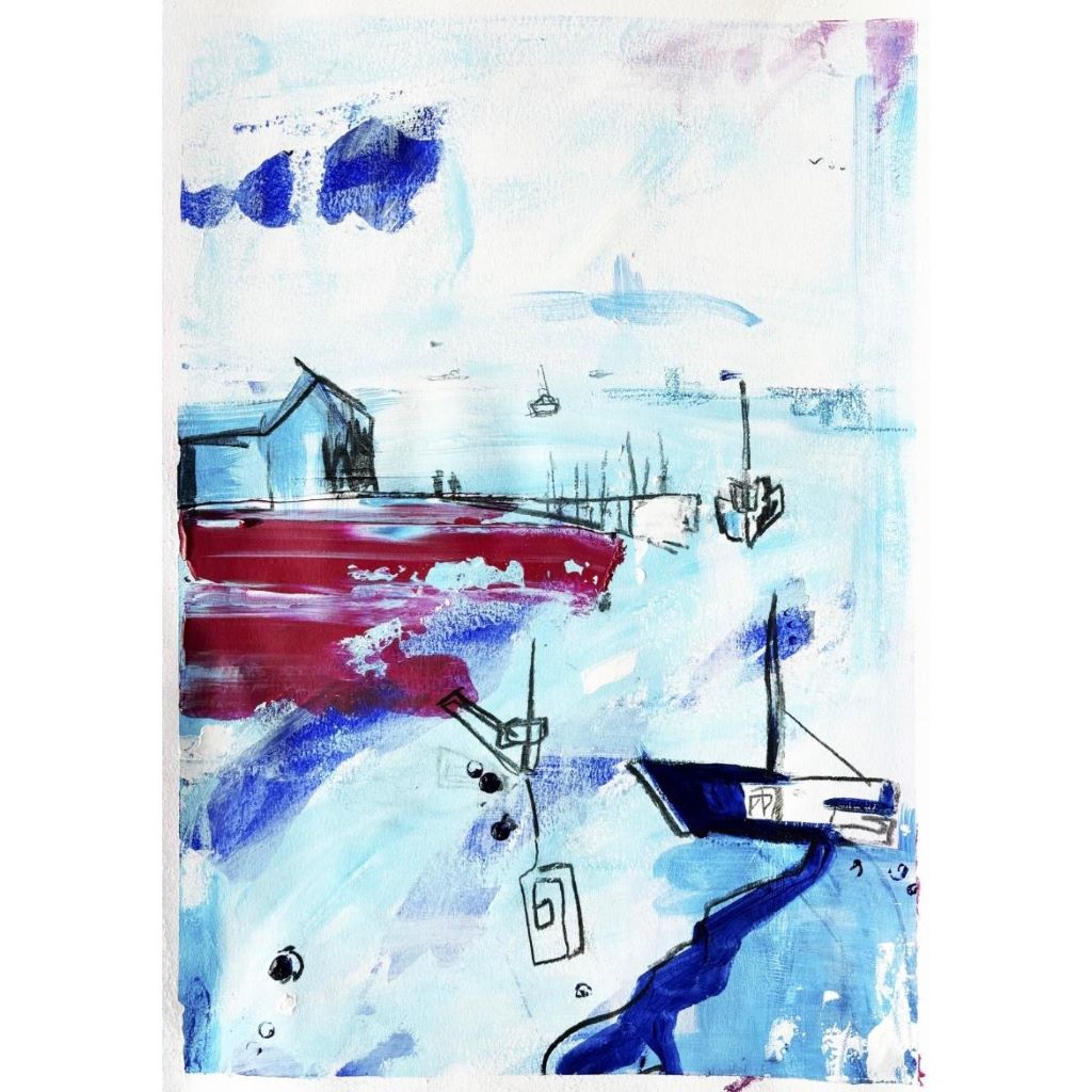 Crabbing in Cornwall painting by Rose Owen