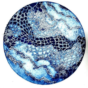 GAIA III mixed media original artwork using collagraph print with gouache by London based artist Linda Jenkins
