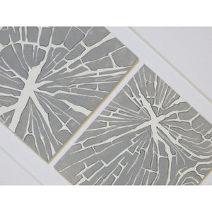 Linocut Grooved Wood by Sarah Knight Art in French Grey