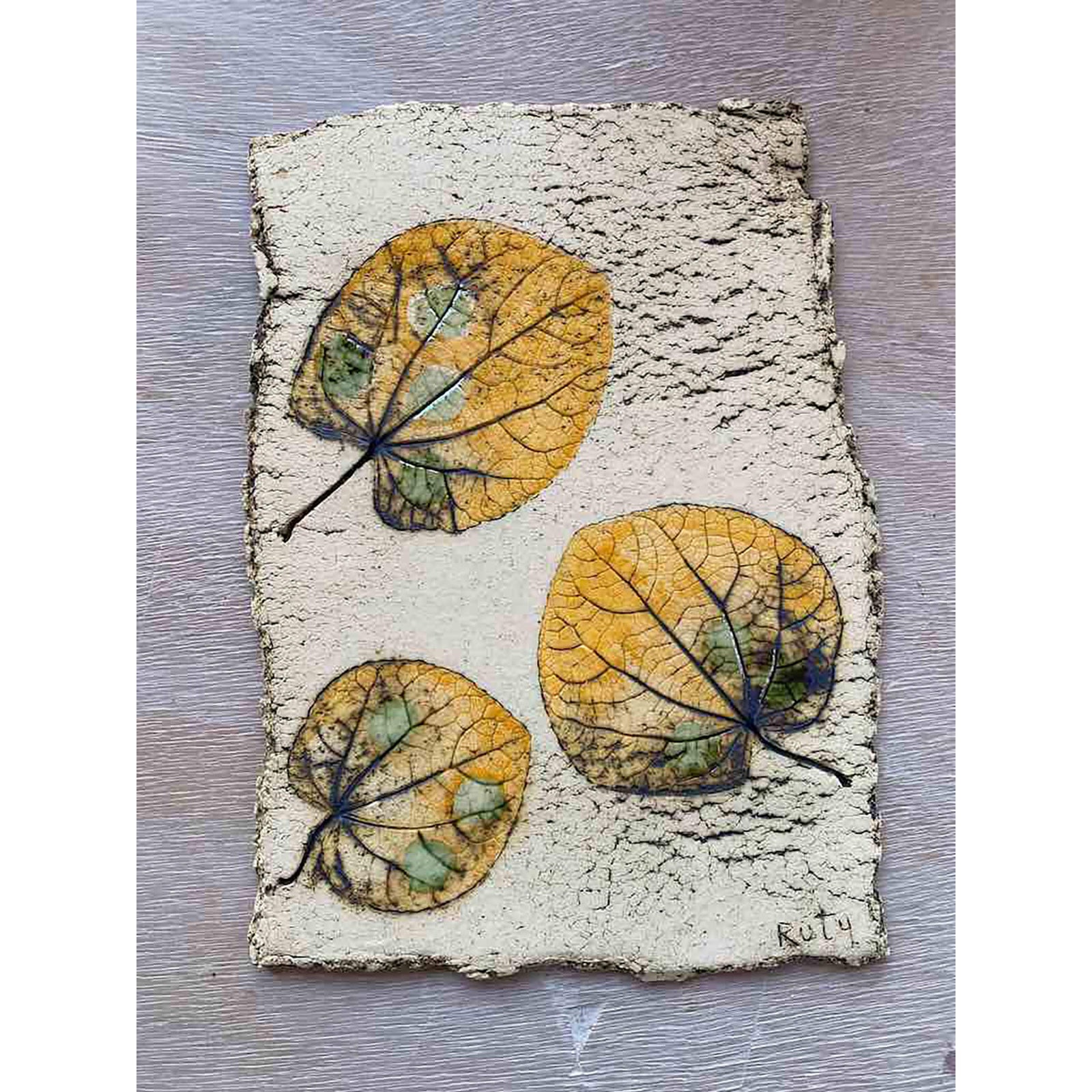 Katsura Leaf Imprints III By Ruty Benjamini London Ceramic artist