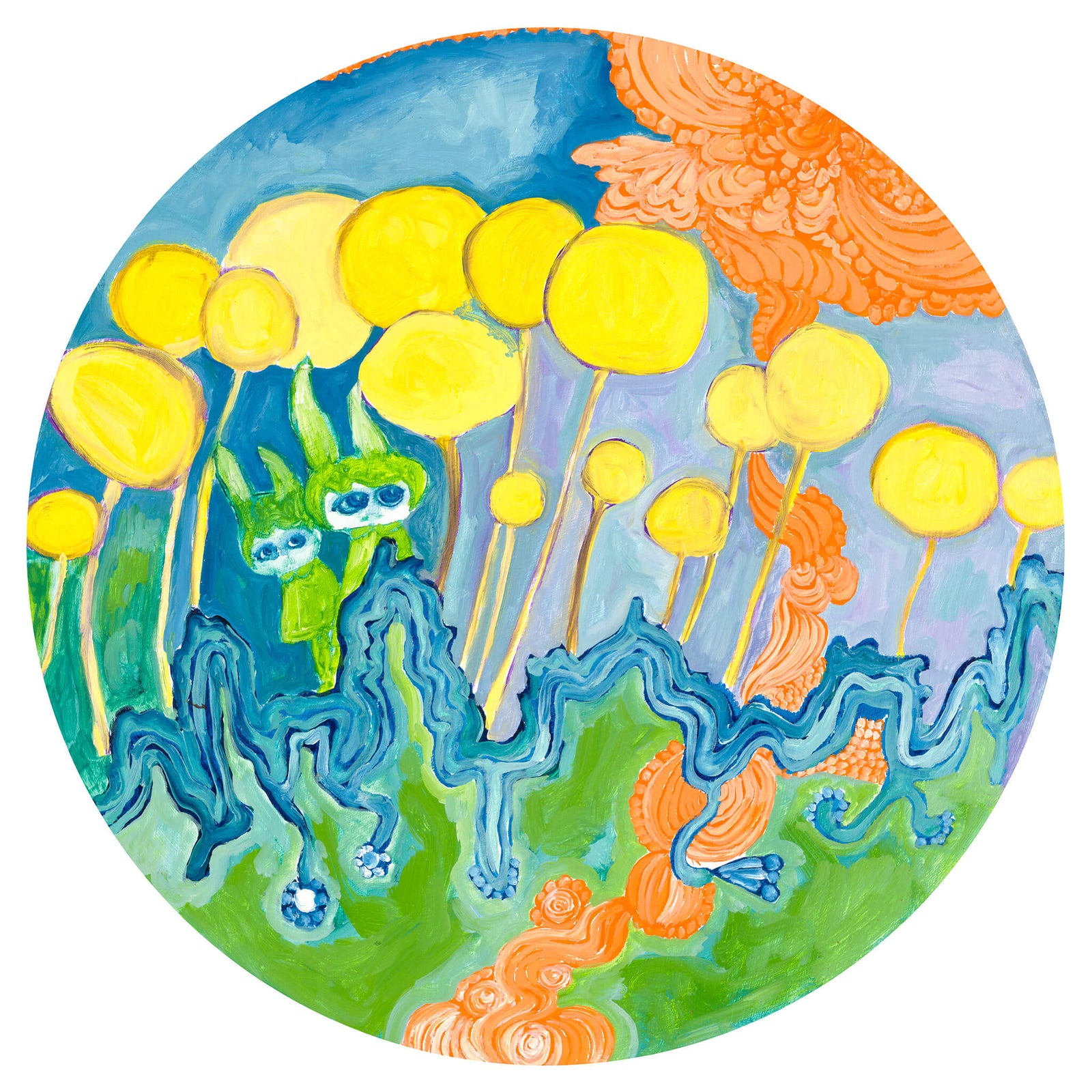 Lemon Disco by Abigail Lipski original oil painting in summer citrus palette