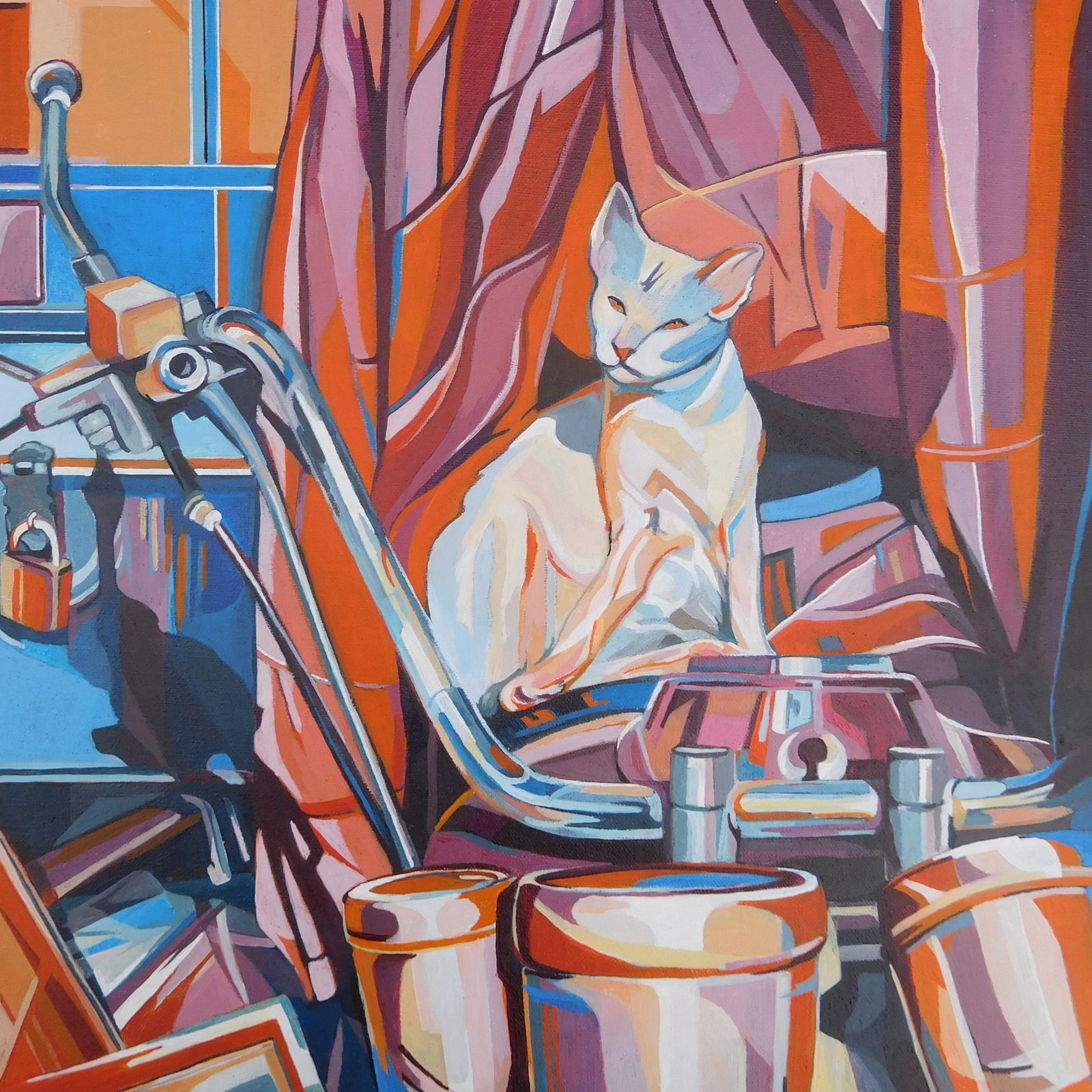 The Red City Cat (original painting) by Mary Leach