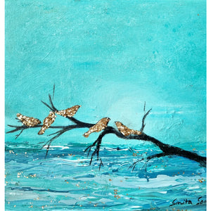 Chit Chat III Bird Painting by Smita Sonthalia