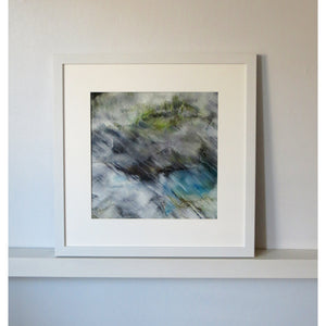 Original pasel of water and cloud reflections called Newtown Nature Reserve IV by Sarah Knight Art framed