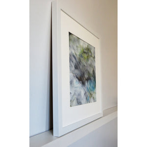 Original pasel of water and cloud reflections called Newtown Nature Reserve IV by Sarah Knight Art side on