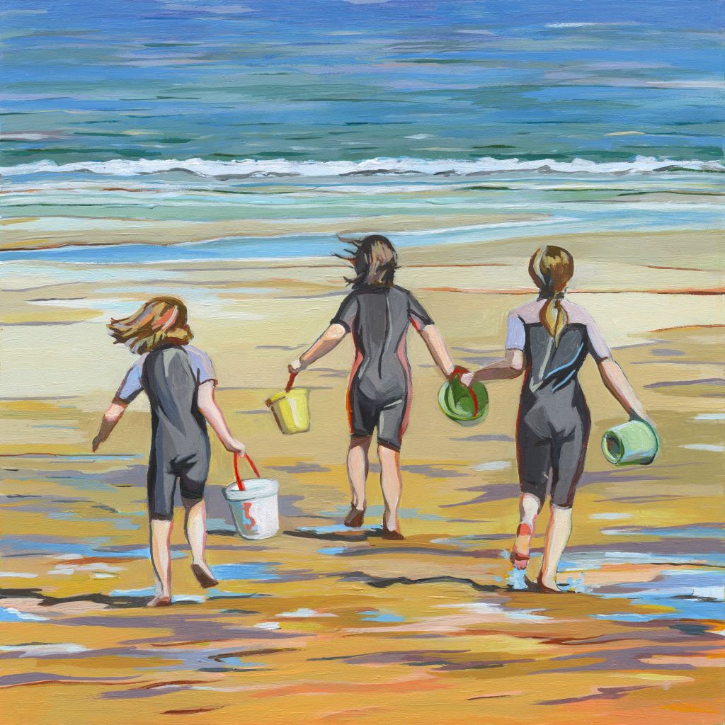 Nostalgia - Beach Dash (original painting) by Mary Leach