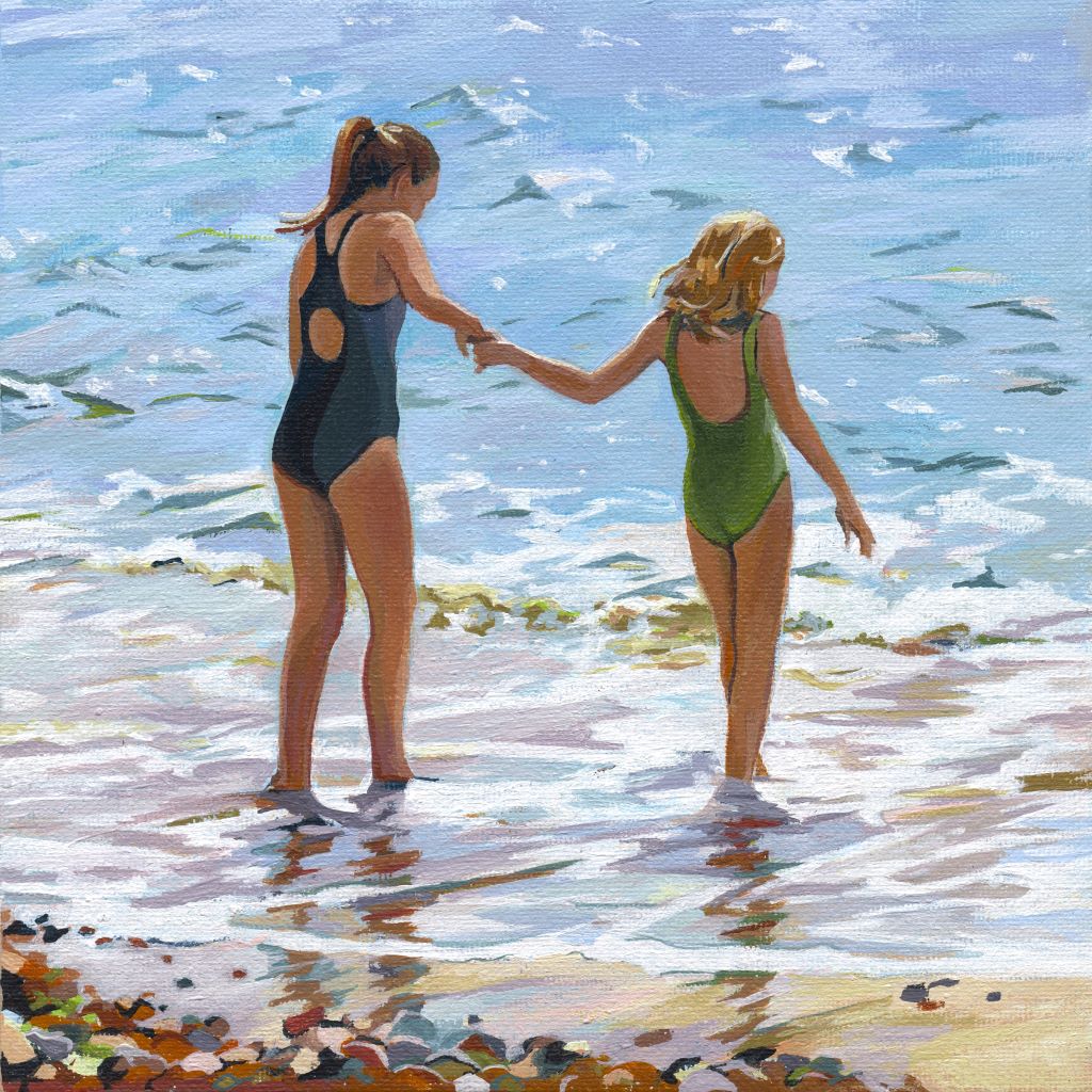 Nostalgia - Holding Hands (original painting) by Mary Leach