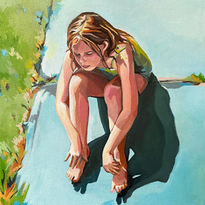 Nostalgia - Sitting in the Sun (original painting) by Mary Leach