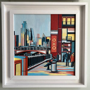 Oxo Riverside Walkway London (original painting) by Mary Leach