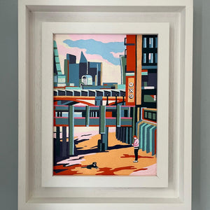 Oxo Tower Wharf Beach (original painting) by Mary Leach