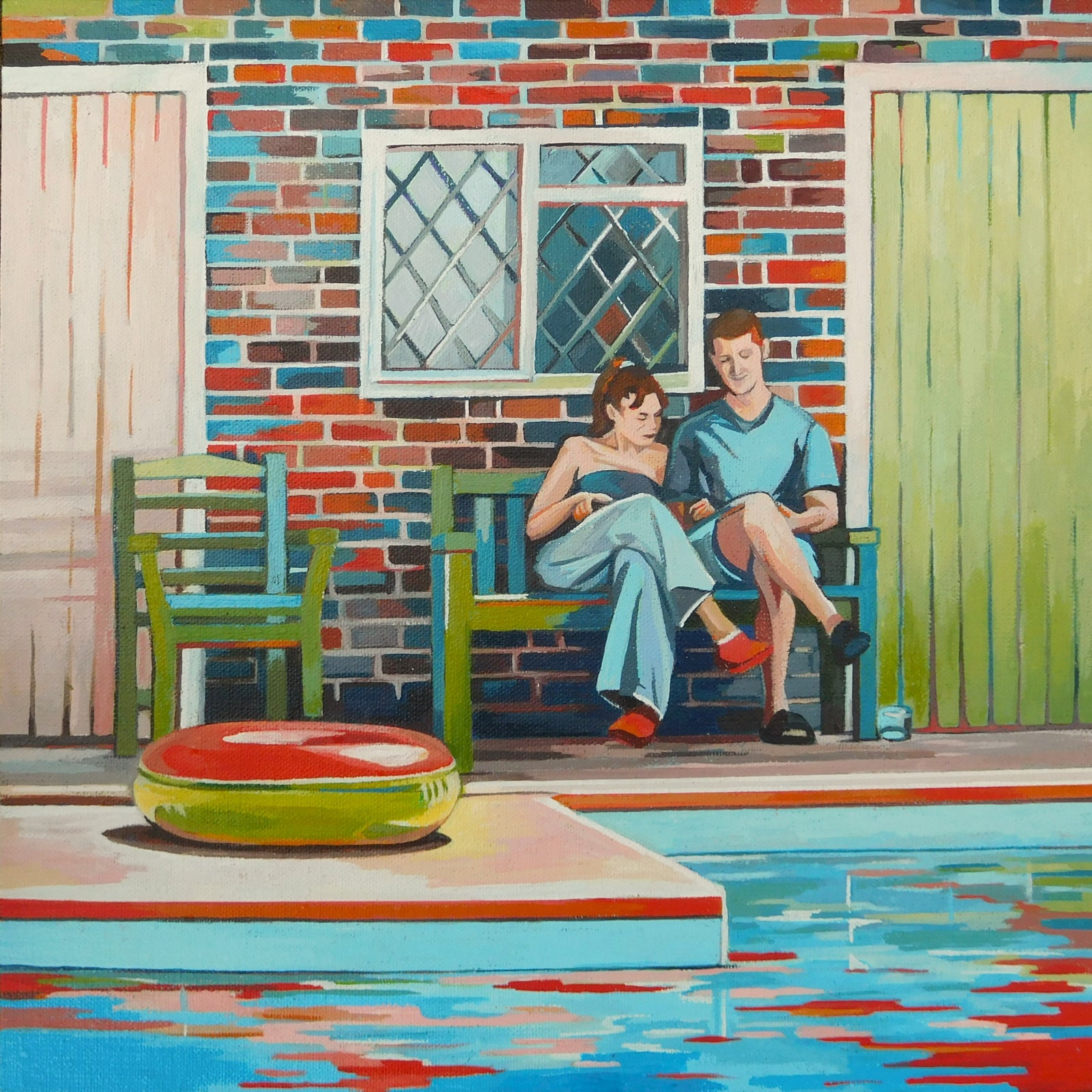 Poolside Shade (original painting) by Mary Leach