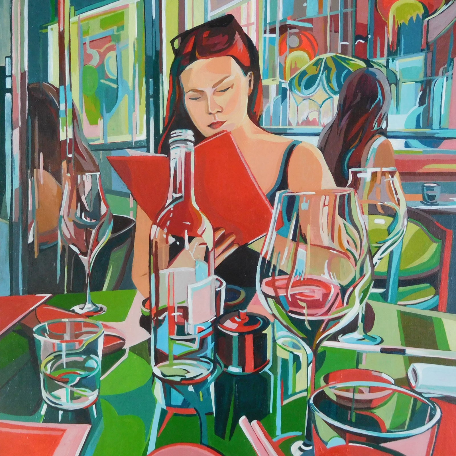 Red Menu (original painting) by Mary Leach