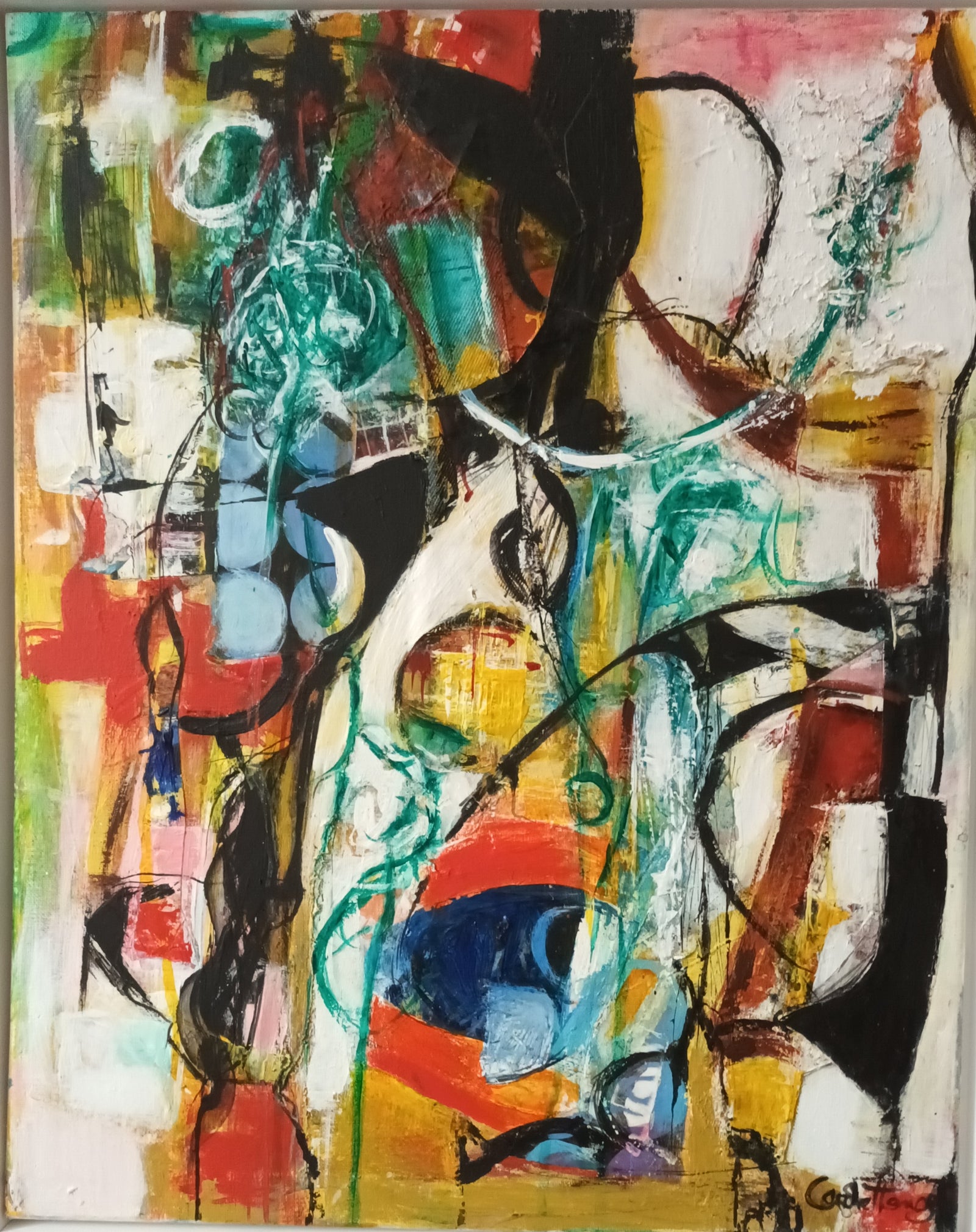 Abstract painting inspired by light reflections