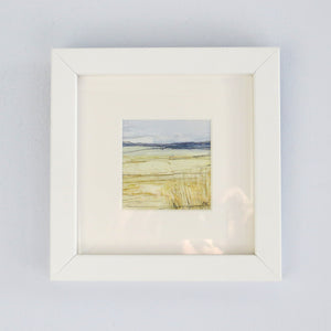 Mini oil landscape by London based artist Sarah Knight in white box frame