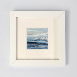 Mini oil seascape by London based artist Sarah Knight in white box frame