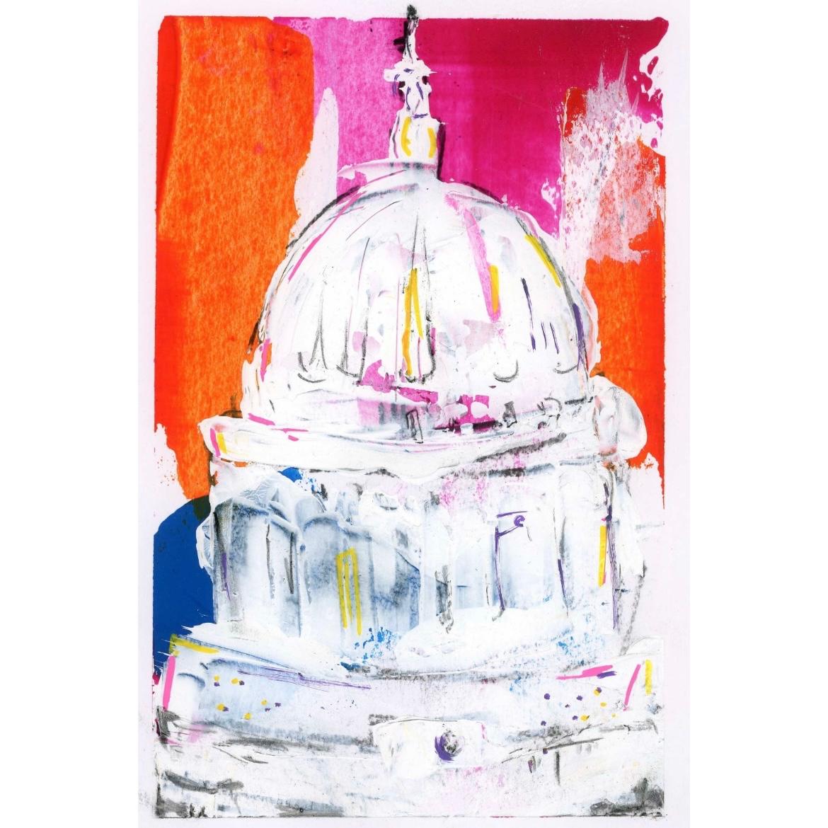 St Paul's acrylic painting on paper by Rose Owen