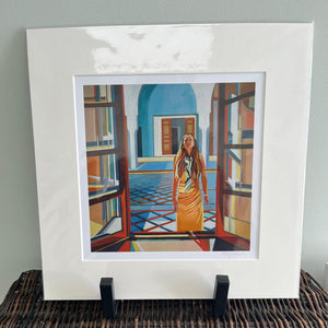Sunlit Girl at the Riad (Fine Art Print) by Mary Leach