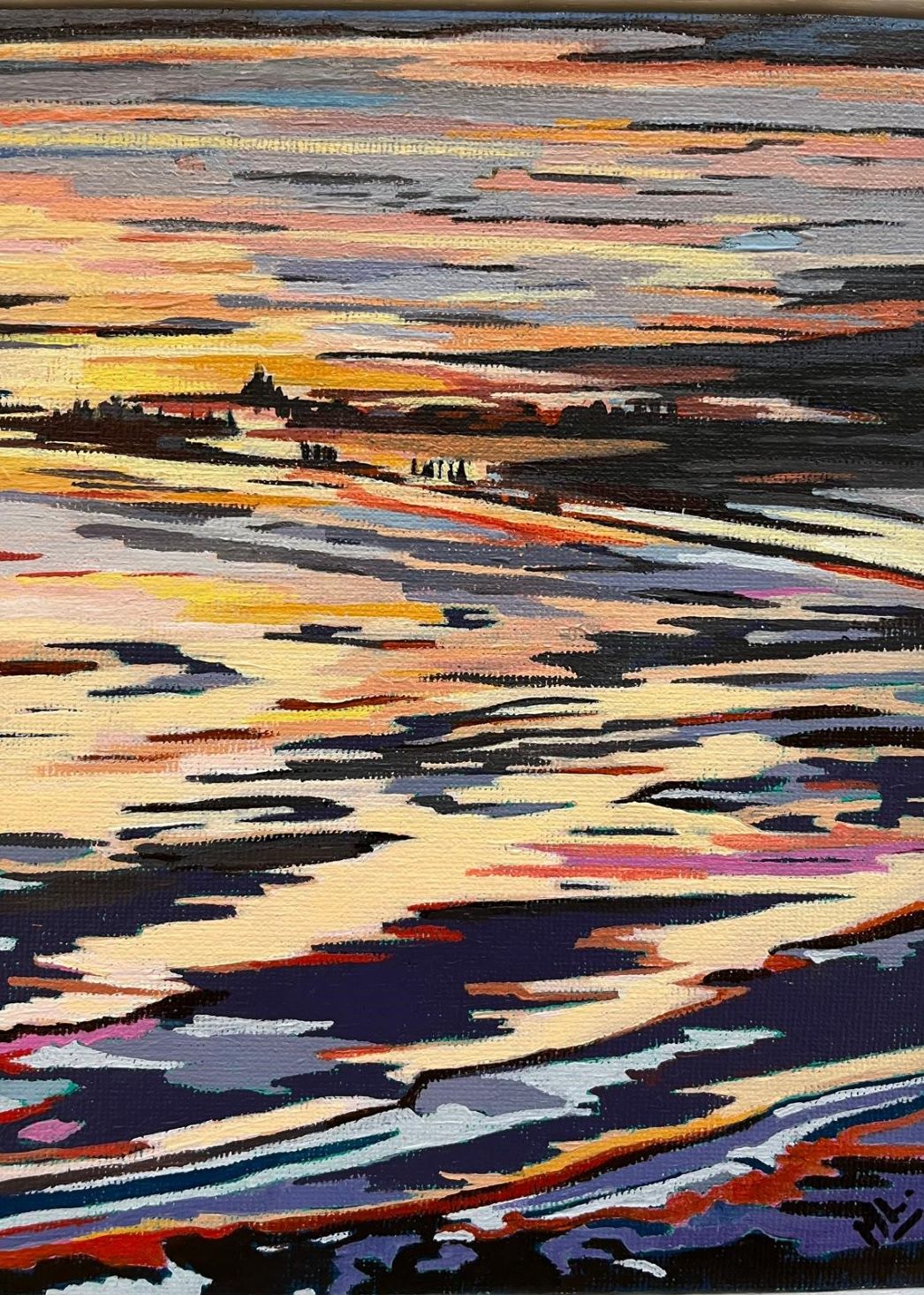 Sunset Painting the Sea by Mary Leach