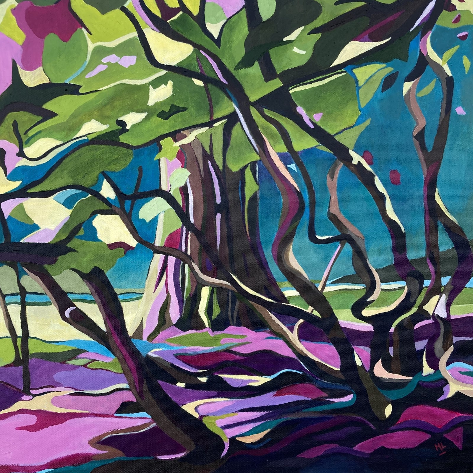 Violet Petals Abstract by Mary Leach