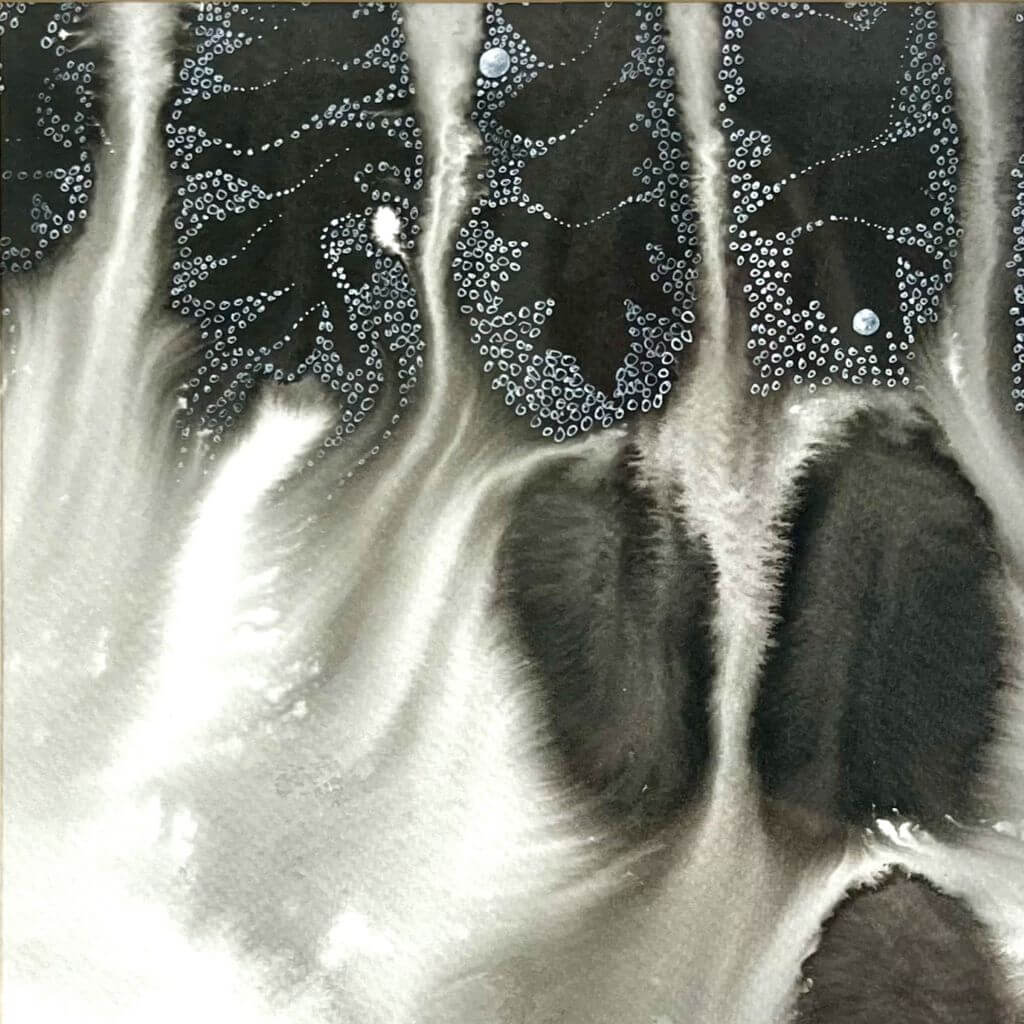 WHISPERING III original artwork using acrylic inks by London based artist Linda Jenkins
