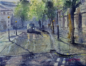 Water colour painting capturing reflections