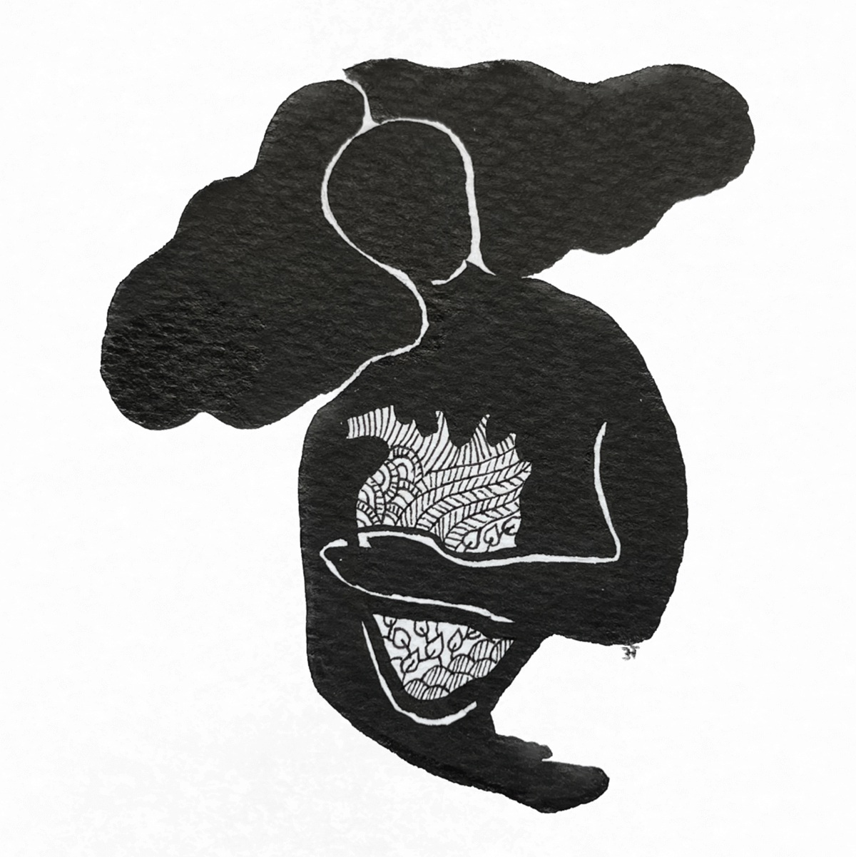 Woman with a Heart original ink on paper by Anjali Purkayastha