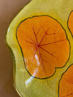Bright Nasturtium Leaves plate by Ruty Benjamini