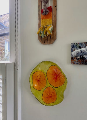 Bright Nasturtium Leaves plate by Ruty Benjamini