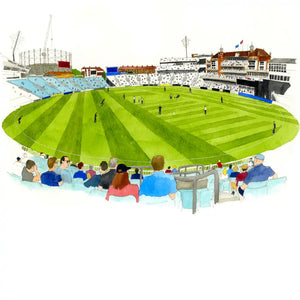 oval cricket ground artwork in watercolour