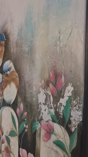 Chismes de Jardin II an original mixed media painting by Smita Sonthalia