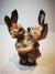 Loving Hares by Vivien Phelan - unique high fired ceramic, partly thrown & handbuilt, glazed with love