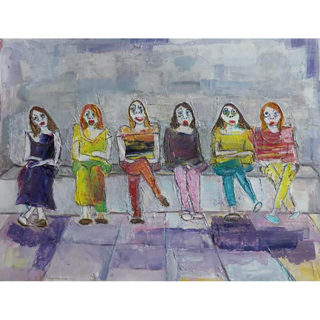 Six Waiting by Jo Hodgen Original Oil Painting